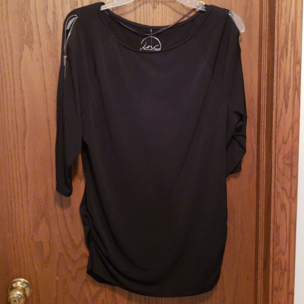 INC Black zipper sleeve top